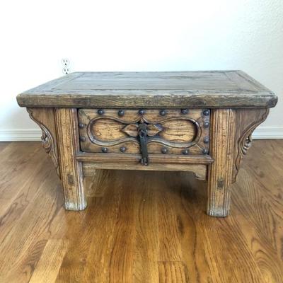 Chinese Carved Low Table with one drawer. Measures approx. 26.1/2in x 19in x 14.1/4in H