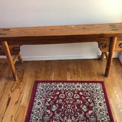 Antique Chinese Slim Bench. Measures approx. W: 58in | D: 7.3/4in | H: 21in.