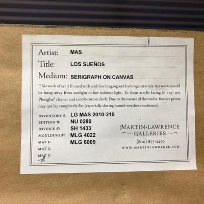 Card on back of Los Suenos  painting.