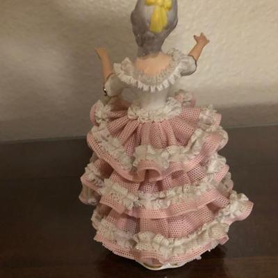 Dresden Lace Figurine - back view
