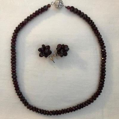 Garnet Choker and Earring Set