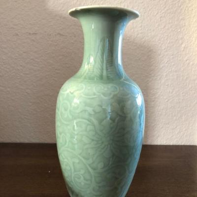 Chinese Celadon Ground Porcelain Vase, 20th century.