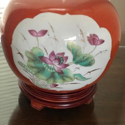 Persimmon Ginger Jar hand painted side 2