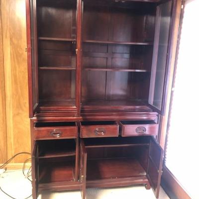 2 Piece Rosewood China Cabinet - showing interior.