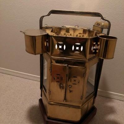 Brass Asian Street Vendor/ Noodle Cart / Food Warmer (H: 29in | Diameter without the attachments 15.1/2in