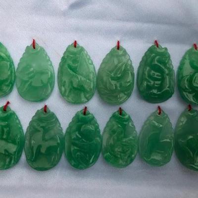 12 Jade Zodiac Pendants