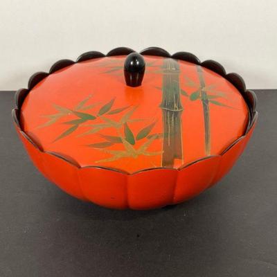 Japanese Hand Painted Lidded Bowl