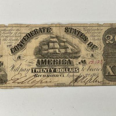 1861 Confederate $20 note