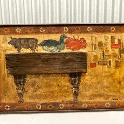Unique Mid Century Mixed Media by Russell - 1972