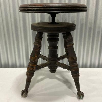 Antique Charles Parker Piano Stool - Claw foot