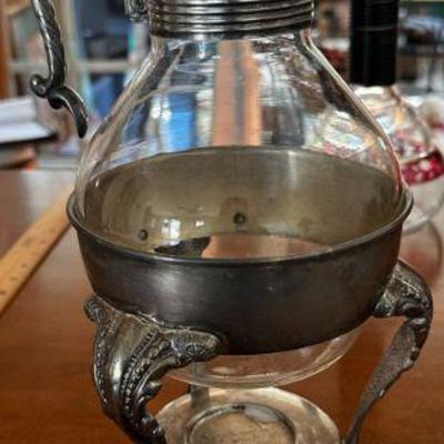 aged antique silver plated carafe