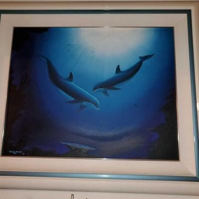 #12556 â€¢ Framed Dolphin Painting by Wyland It does have a copyright Mark
