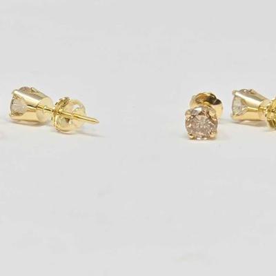 #714 â€¢ (2) 14K Diamond Earrings, 1.92g

