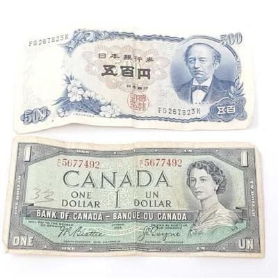 #1700 â€¢ (2) Foreign Currency Banknotes

