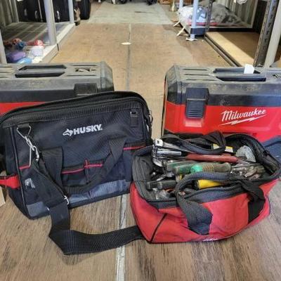 #8646 â€¢ (2) Hand-held Vaccums, (2) Tool Bags and Tools
