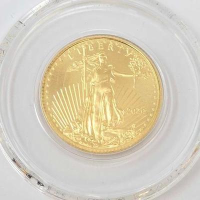 #1200 • (1) 2020 $5 1/10oz Fine Gold Liberty Gold Eagle Coin
