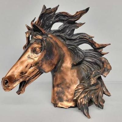 #7022 â€¢ Wooden Bronzed Horse Bust
