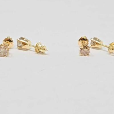 #716 â€¢ (2) 14K Diamond Earrings, 1.81g
