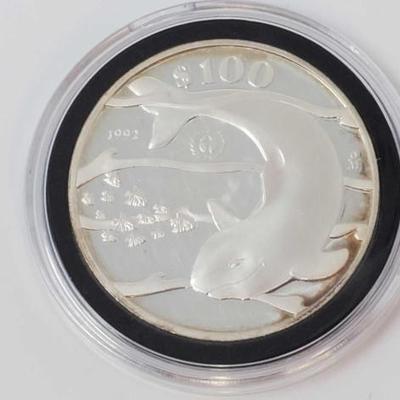 #1254 â€¢ 1992 $100 Pesos Vaquita Porpoise .999 Fine Silver Coin
