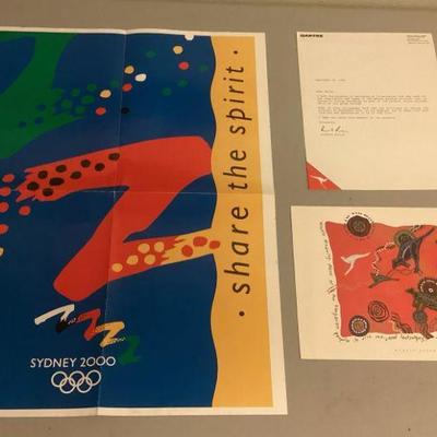 PCG041 Sydney 2000 Olympics Poster & Qantas Australian Kangaroo Illustration 