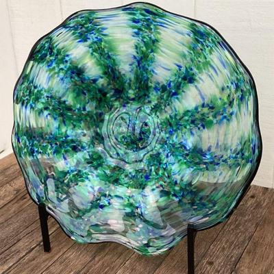 PCG027 Craig Derby The Mermaid Free Form Art Glass Bowl Signed With Stand