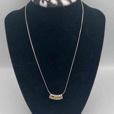 FTM103- 18" Sterling Silver Necklace With 14k Gold & Sterling