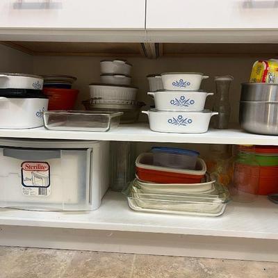 FTM043- Various Corning-ware/Pyrex Glass Dishes, Bowls, Tupperware & More