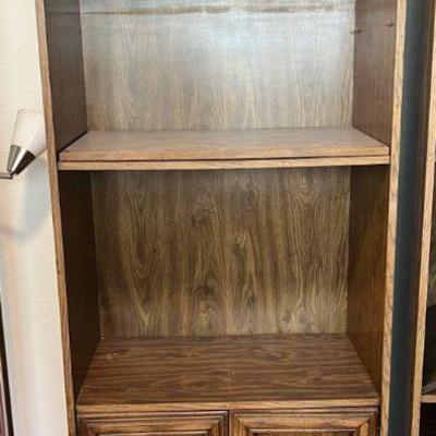 FTM035 Tall Brown Pressed Wood Shelf With Bottom Cabinet Space