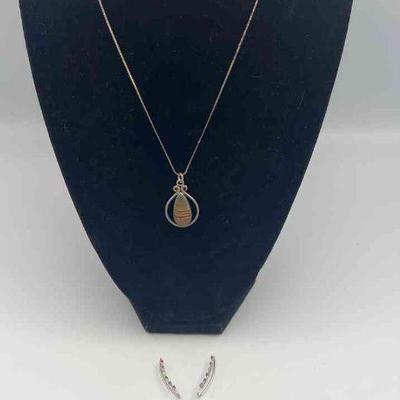FTM104-Sterling Silver Necklace And Earrings Combo