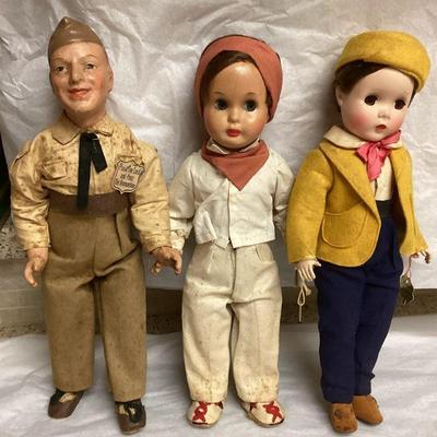 FTM209 Three Vintage Male Dolls