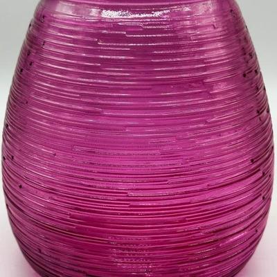 Ribbed Amythest Vase from Recycled Glass, Spain