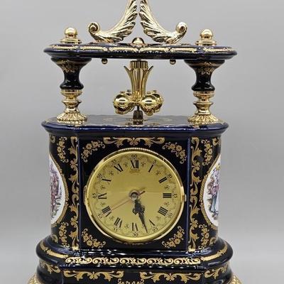 Vintage Italian Rococo Ceramic Clock w/ Ormolu