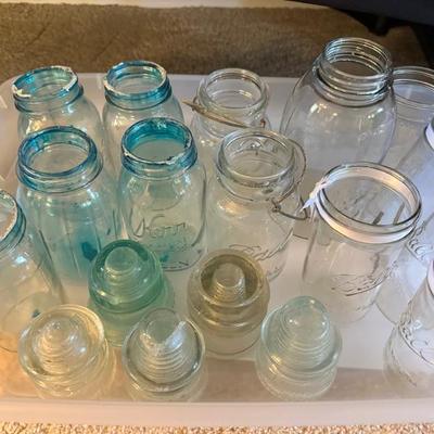 Vintage glass canning jars & insulators