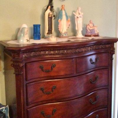 Large chest of Drawers, and Religious figures