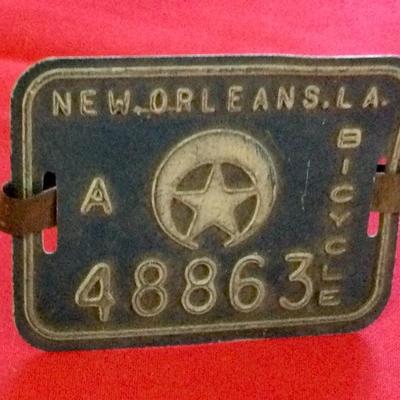 Vintage New Orleans bike plate