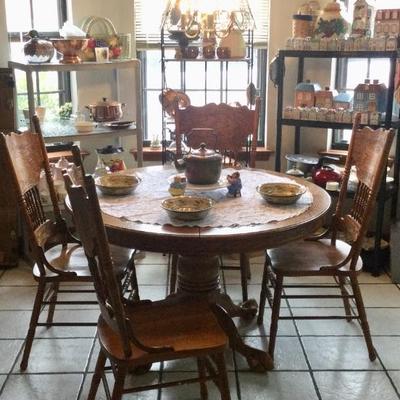 Oak dining set Han leaf and 4 chairs
