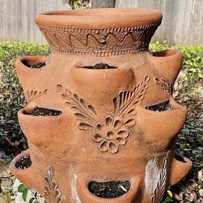 Outdoor Terra Cotta Strawberry Planter