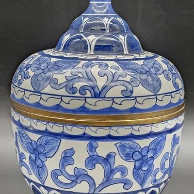 Asian Blue & White Lidded Jar