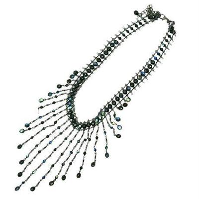 Iridescent Black Bead Bid Necklace