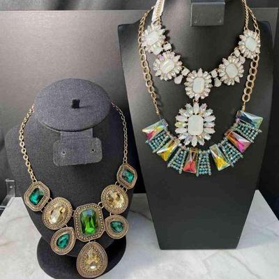Variety Of New Oversized Faux Jeweled Necklaces
