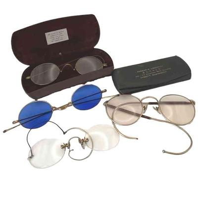 Antique Wire Eyeglasses * Cases
