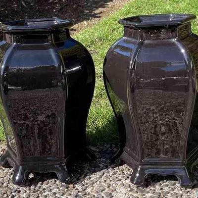 2 Large Urn Vases In Black
