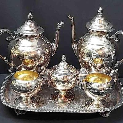 William Rogers 6-piece Silver Plated Tea & Coffee Set * Tray Added
