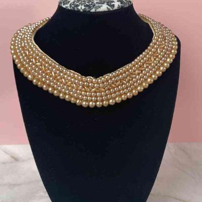 Vintage Champagne Beaded Collar
