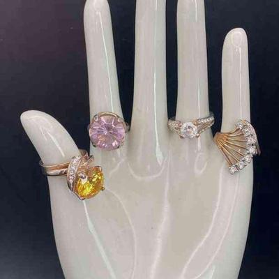 Variety Of Sparkly Vintage Cocktail Rings * Size 6 -6.5 * Some Adjustable
