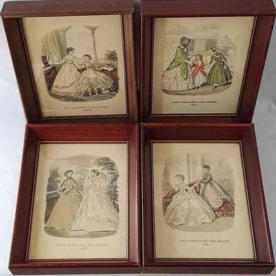 4 Vintage Wood Framed Prints
