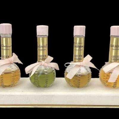 Vintage Lucien Lelong Perfumes Bottles Set In Original Tray
