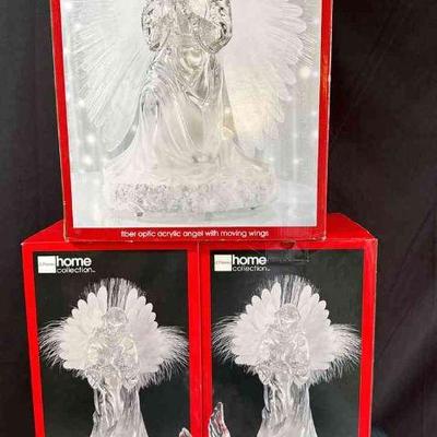 Fiber Optic Angel With Moving Wings * 2 Lighted Acrylic Praying Angel * 1 Angel Candlesticks
