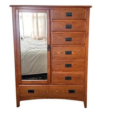 Lot 336   3 Bid(s)
Mission Style Wooden Dresser with Mirror and Seven Drawers