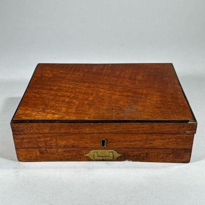 ANTIQUE MAHOGANY ARTISTS' BOX | Having removable tray for paints, multiple compartments for brushes and water, and pull out drawer on...
